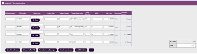 Workflow PO Invoice Example