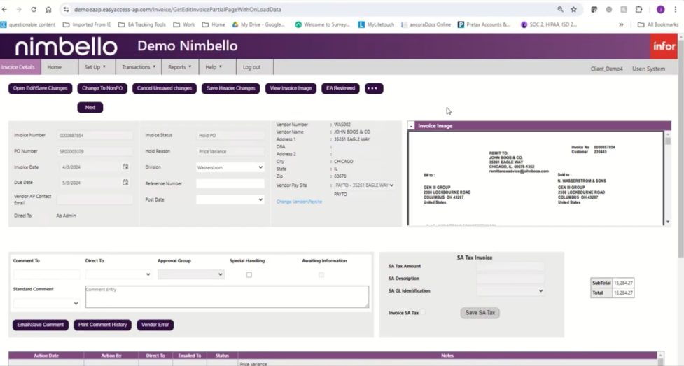 Invoice Detail Screen