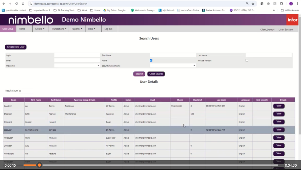 User Setup In Nimbello